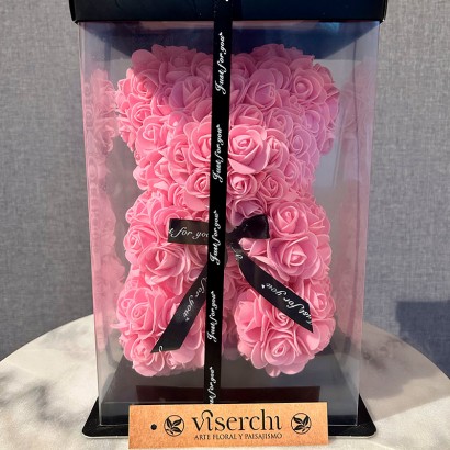 Oso de flores de foam rosa de floristería Viserchi en Madrid