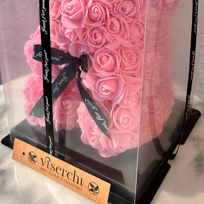 Oso de flores de foam rosa de floristería Viserchi en Madrid
