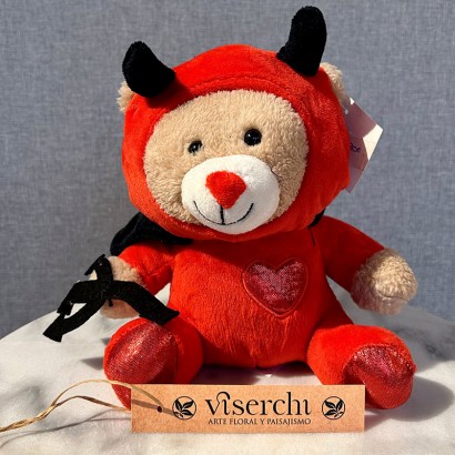 Comprar oso de peluche El Travieso Diablillo de floristería Viserechi, floristería en Arganzuela, Madrid