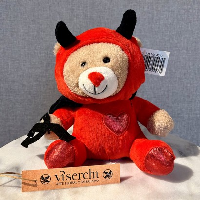 Comprar oso de peluche El Travieso Diablillo de floristería Viserechi, floristería en Arganzuela, Madrid