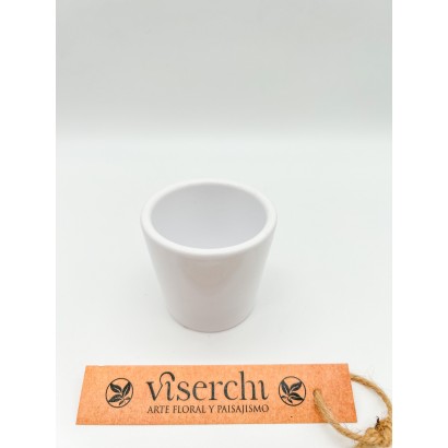 Comprar macetero pequeño de cerámica lisa color blanco de floristería Viserchi, floristería en Arganzuela, Madrid