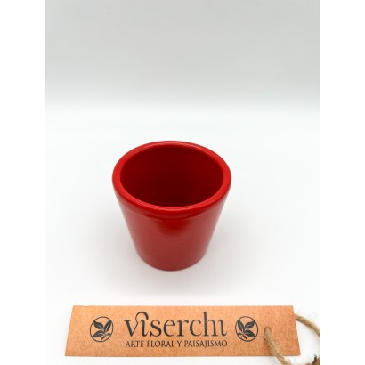 Comprar macetero pequeño de cerámica lisa color rojo de floristería Viserchi, floristería en Arganzuela, Madrid